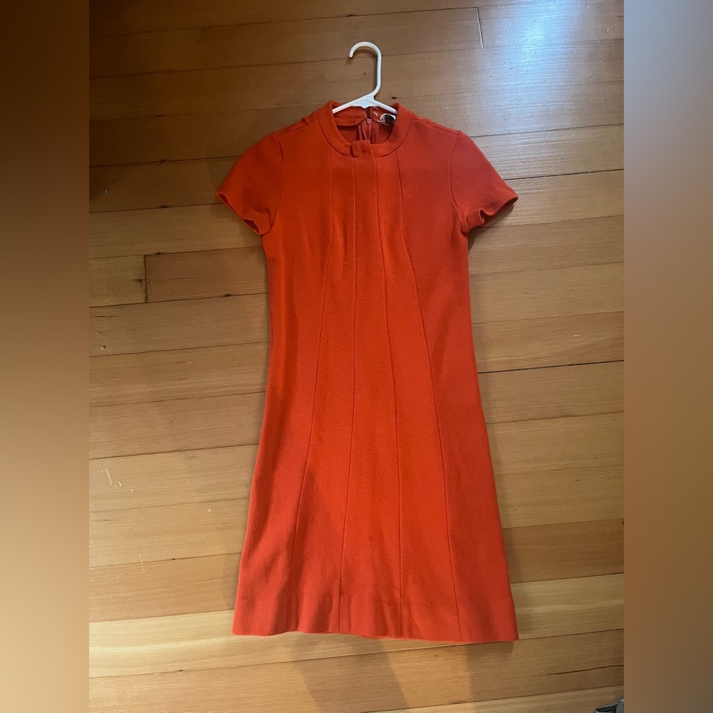 1960s Orange Wool Short Sleeve Dress